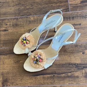 Dolce and Gabbana rafia and snakeskin sandals